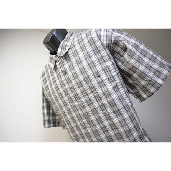 North Face Camp Shirt Plaid Short Sleeve Hiking Pocket Button Up Mens 2XL XXL - Picture 1 of 10